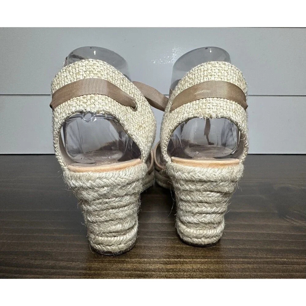 Schutz Wedge Espadrille‎ Tie Ankle Sandals Suede Peach Orange Women's 9 EU 40